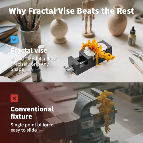 Beefy Mini Vise Clamp With Silicone Plug Dual Jaw Design For Irregular Shapes Fractal Jaw Auto Adjust Heavy Duty Aerospace Aluminum CNC with model