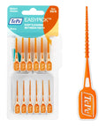Floss Picks EasyPicks XS And S Orange 36 Pack Silicone Coated Gentle Dental Picks for Tight Spaces with Multi Level Ridges