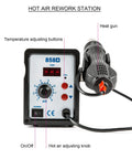 2 In 1 SMD Soldering Rework Station With Hot Air Gun Set showing digital display and heat gun controls