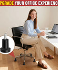 Premium Office Chair Glides Replace Swivel Casters With Slick Stationary Fixed Feet supporting a desk chair in an office setting.