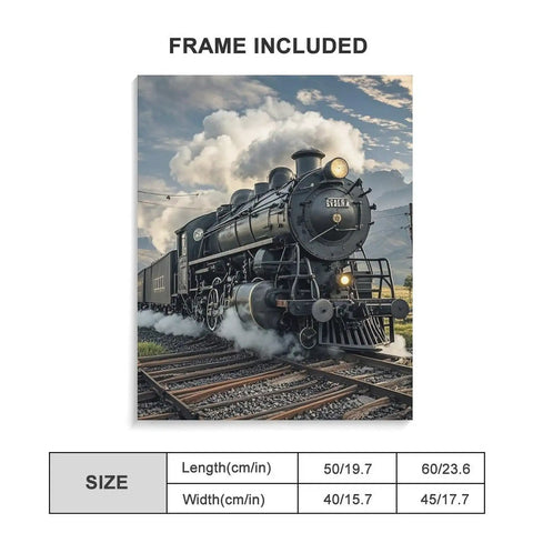 Steam Locomotive Train Poster Canvas Wall Art For Living Room And Bedroom, Cotton And Linen Hanging Picture, Modern Framed Decor