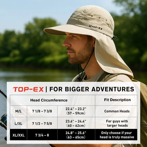 Man wearing Cooling Sun Hat With Neck Flap For Men And Women, Breathable Wide Brim, UV Protection, Instant Cooling Tech, Khaki M/L