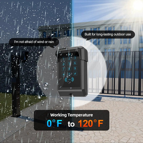 Built Like A Tank Wireless Touch Panel Gate Keypad With Outdoor Cover And Digital Code Entry Access Control For Automatic Swing Gate Openers in rain