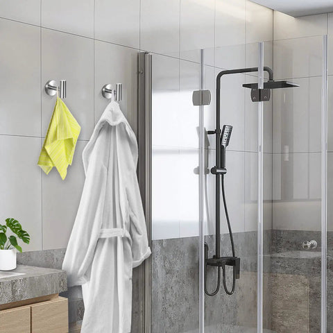Heavy Duty Stainless Steel Towel Hooks 4 Pack Brushed Nickel Wall Mounted Robe Hangers in bathroom