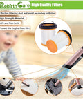 12 Pack WV201 Filter Replacement For Wandvac ION W1 S87 Cordless Handheld Vacuum Go-To Filter With High Efficiency Performance Compatible With WV200 WV201 WV205 WV220 WV201BK Compare To Part XHFWV200 showing filter and vacuum in use