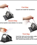 Manual PVC Card Cutter For CR80 Cards All Metal Desktop Die Cutter steps with hands operating steel blade mechanism