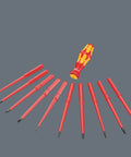 Kraftform Kompakt VDE 17 Universal 1 Set For Pros And DIYers With 15 VDE Interchangeable Blades displayed around handle.