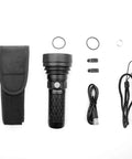 Catapult V6 SST70 USB C Rechargeable Flashlight With 2836 Lumens And 692m Beam Distance with accessories on display