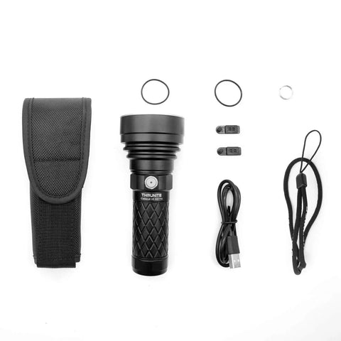 Catapult V6 SST70 USB C Rechargeable Flashlight With 2836 Lumens And 692m Beam Distance with accessories on display