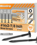 Size 14 Lag Screws 100 Pack For Outdoor Wood, Structural Deck And Framing Screws, Rust Resistant Black Finish, 2-7/8 Inch