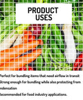 Two Pack Go To Vented Stretch Wrap Roll, 20 X 10000 Feet Clear Pallet Netting, Heavy Duty Industrial Plastic Film With No Sweat Application For Daily Bundling And Shipping Operations used for bundling vegetables.