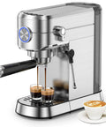 20 Bar Espresso Machine, Compact Coffee Maker With Steam Milk Frother, Stainless Steel Coffee Machine With 34oz Removable Water Tank