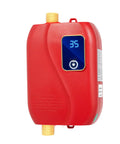Ultra Compact Electric Tankless Water Heater 3000W 110V Under Sink Instant Hot Water Wall Mount System bright red design with digital display