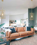 Gold Pendant Light Chandelier For Kitchen Island With Adjustable Framework And Rotatable Geometric Shade in modern living room