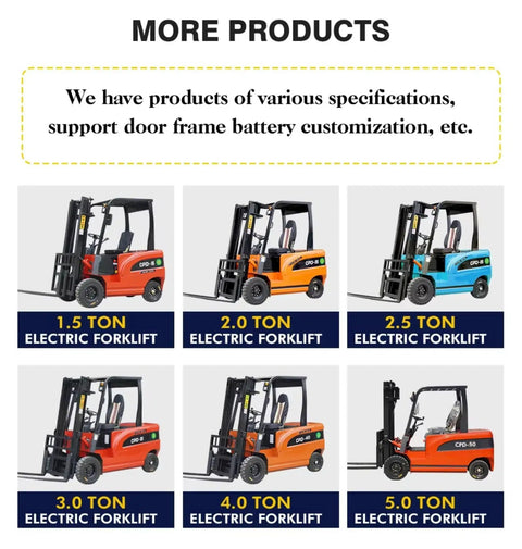 Heavy Duty 2 Ton And 3 Ton Electric Forklift Stacker With Compact Design For Easy Warehouse Material Handling. Image of various electric forklifts.