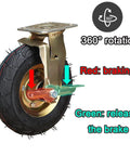 Heavy Duty Pneumatic Casters With Hella Smooth Rubber Wheels And Swivel Lock Brakes Built Like A Tank For Industrial Toolboxes Featuring Double Ball Bearings Quick Install braking mechanism detail