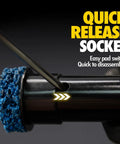 Pro Grade Wheel Hub Resurfacing Kit With Metal Housing And Brake Surface Cleaner showing quick release socket detail.