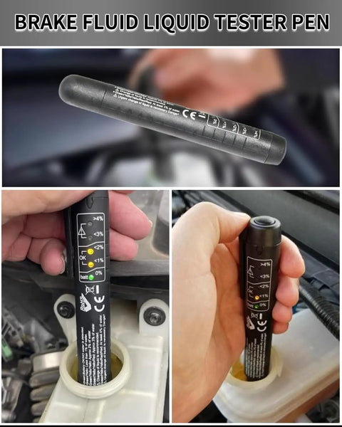 Shop Grade 9 Piece Brake Rotors Tool And Wheel Hub Cleaning Resurfacing Kit With Pneumatic Drill Packed With Micrometer Thickness Gauge Dial Indicator Brake Fluid Tester For No Grit No Sweat Car Maintenance brake fluid tester in use above the reservoir.