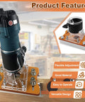 Router Base 2 In 1 Woodworking Trimmer Slotting Auxiliary Positioning Bracket Aluminum Alloy Construction Precision Fit For 65mm Inside Diameter Trimming Machines Durable DIY Shop Essential Built To Last with displayed features like flexible adjustment and versatile design in workshop setting.