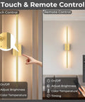 Keep Your Home Lit Tonight With These Rechargeable Wall Sconces Set Of Two showing touch and remote control features.