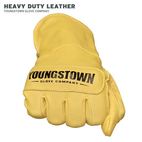 Leather Utility Plus Double Layer Long Cuff Work Gloves For Men Arc Rated Goat Leather Construction Tan Brown Large Size