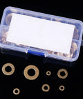 210 Piece Metric Brass Flat Washers Assortment Kit Heavy Duty All In One Durable Corrosion Resistant Hardware Washers For Electrical Connections And Outdoor Projects M3 M4 M5 M6 M8 M10 M12, brass washers in case
