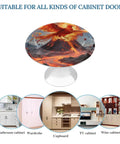 Fire Phoenix 1.1 Inch Cabinet Knobs Set Of 2 Stainless Steel Aluminum Alloy with phoenix design, shown with cabinet doors