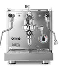 Alto Dual Boiler Espresso Machine With PID Control And Flow Adjustment For Top Shelf Precision Shots With Built In Timer And Pro Steam Paddle In Sleek Stainless Finish, front view.
