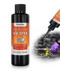 Oil Based UV Leak Detection Dye 150 Ml with Precision Nozzle showing usage on engine oil system
