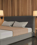 Two Pack Drum Lamp Shades Natural Beige Linen, Medium Size 11.6 In Top, 12.6 In Bottom, 9.8 In High, on wall-mounted lamps in bedroom
