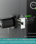 Keypad Door Knob With Keyless Entry and Code Lock, Auto Lock, Backlit Keypad, 50 User Codes Plus Master Code, USB backup