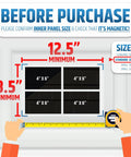 Magnetic Garage Door Window Panels Kit for Two Car Garages, 32 Pcs 4 by 6 Inch Faux Window Panes with size guide and measurement
