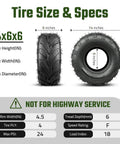 Hardcore 145/70-6 All Terrain Tires size and specs chart for ATV Go Kart Mini Bike