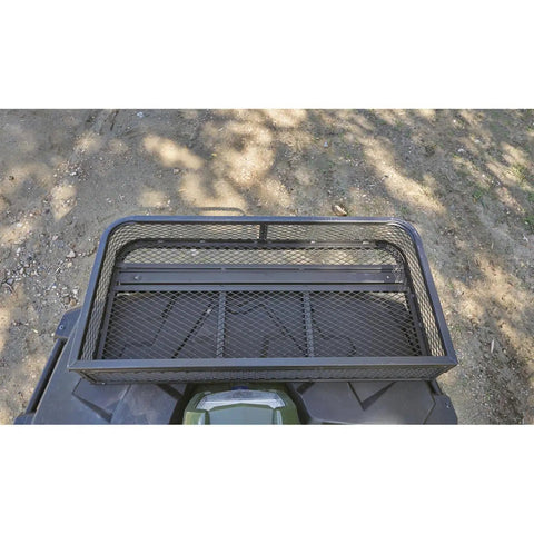 ATV Front Cargo Basket Luggage Carrier Rack Heavy Duty Steel 36 Inches By 17 Inches By 5.25 Inches With Side Rails top view