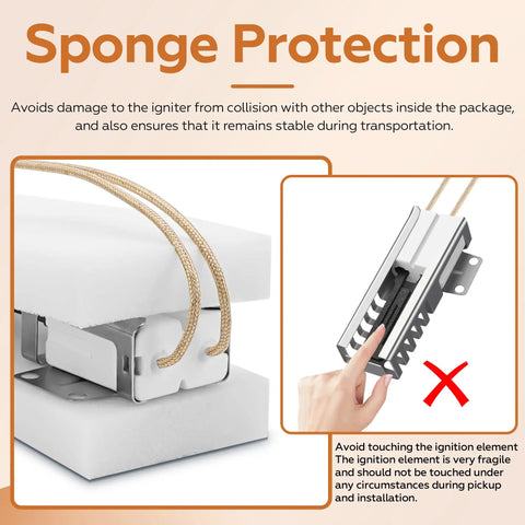 Gas Range Oven Igniter Replacement 5304509706 316489402 for Kenmore with wire connector and ceramic nuts on sponge protection