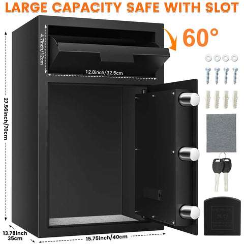 Beefy 5.8 Cu Ft Drop Safe Box For Business With Anti Theft Money Drop Depository, Lock And Slot, Digital Keypad And Spare Keys