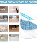 HD Steam Mop Floor Pad 3 Pack Replacement Set For Versatile Cleaning On Hardwood, Ceramic, Vinyl And More, shown with compatible surfaces