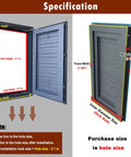 Top Shelf Aluminum HVAC Duct Access Door Lockable Wall Inspection Panel For Attic Hatch And Plumbing Wiring Covers Built Tough With Alloy Frame Weather Resistant Gray 38 By 46 Inch specifications showing dimensions and mounting details.