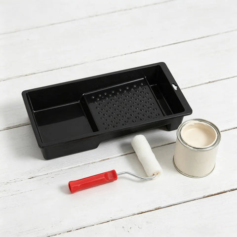 Top Tier Mini Paint Roller And Tray Set For Detail Work And Touch Ups Streak Free Slick Finish, includes mini roller and paint tray.