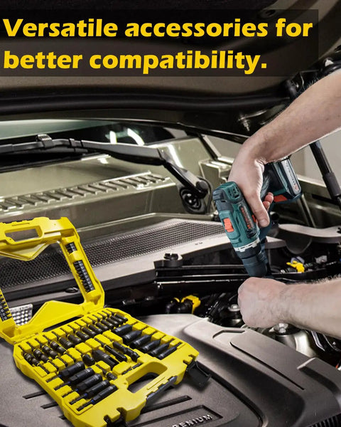 Your Go To 61 Piece Impact Nut Driver Set With Magnetic Deep Nut Drivers For Drills Metric And SAE in use on car engine