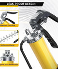 Pro Grade Grease Gun Kit With Pistol Grip, 8000 PSI, ergonomic design, featuring 14 oz load, quick release coupler