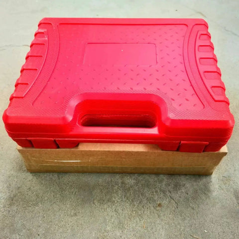 Red molded case for Pro Three Jaw Bearing Extractor Puller Kit Removes Inner Bearings Fast Using Strong Steel Build For Mech And Home Owners No Damage Saving Time On Rides And Cars Rock Hard Tools Every Time With High Power For Real Deals Without Hassle.