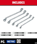 Deep Offset Metric Box End Wrench Set Must Have Five Piece 12 Point 45 Degree Angled Ends Chrome Finish Includes Handy Storage Tray