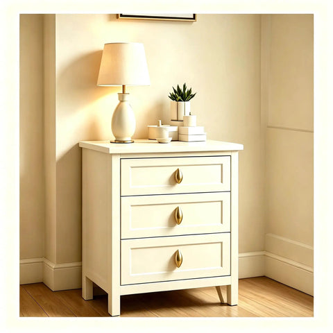 Top Shelf Brushed Brass Oval Cabinet Knobs And Zinc Alloy Single Hole Drawer Pulls Featuring Warm Olive Tones Four Pack on a dresser.