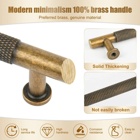 Matt Coffee Bronze Solid Brass Cabinet Handles 5 Pack 5 Inch Hole Centers Drawer Pulls, detailed view