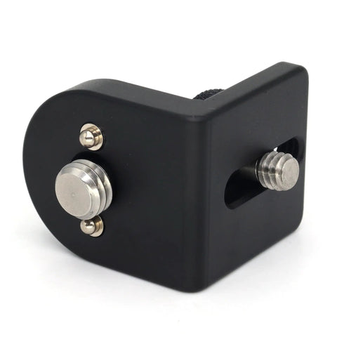 Mini Right Angle L-Shape Bracket Mount Plate Kit With 3/8-16 And 1/4-20 Screws, compact aluminum mount for video accessories.