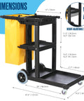 Cleaning Cart On Wheels For Janitorial And Custodial Use Heavy Duty Rolling Supply Organizer, 440 LB Capacity, side view