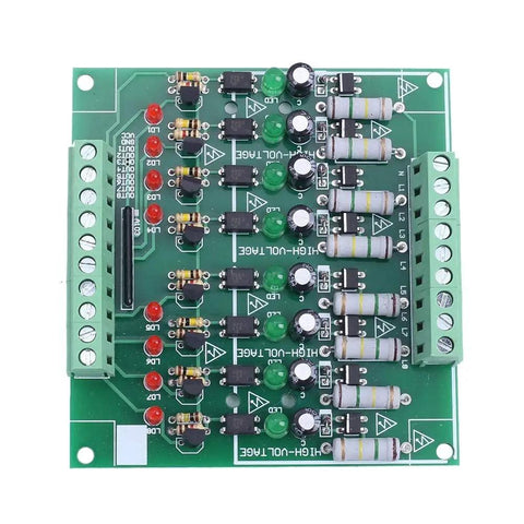 Top view of 8 Channel Optocoupler Isolation Module For AC 110V And 220V NPN Low Level Output 8 Channel Input Output PLC Control Board