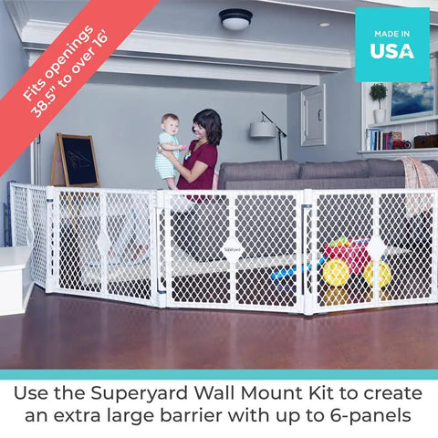 Wall Mount Kit For Baby Play Yards Extends Your Superyard Across Wide Open Spaces, Works With Up To Six Panels, Durable Usa Made Gray Finish.