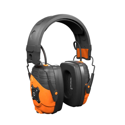 Front view of Bluetooth Earmuffs With 25 dB NRR Hearing Protection For Work Mowing And Construction OSHA Certified ANSI Approved